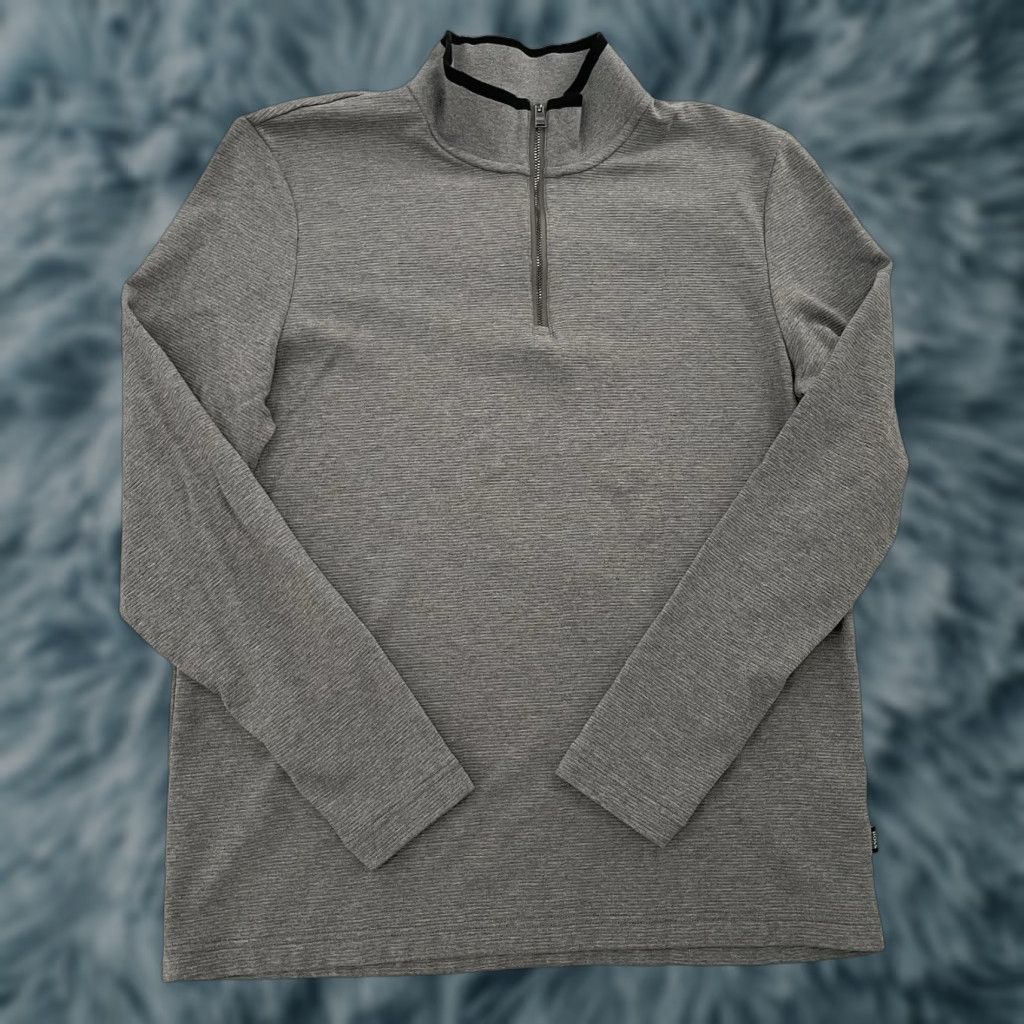Hugo Boss VINTAGE Hugo Boss Pullover Sweater Adult XL Long Sleeve Solid Gray Logo 1/4 Zip Casual Mens Size US XL / EU 56 / 4 - 1 Thumbnail