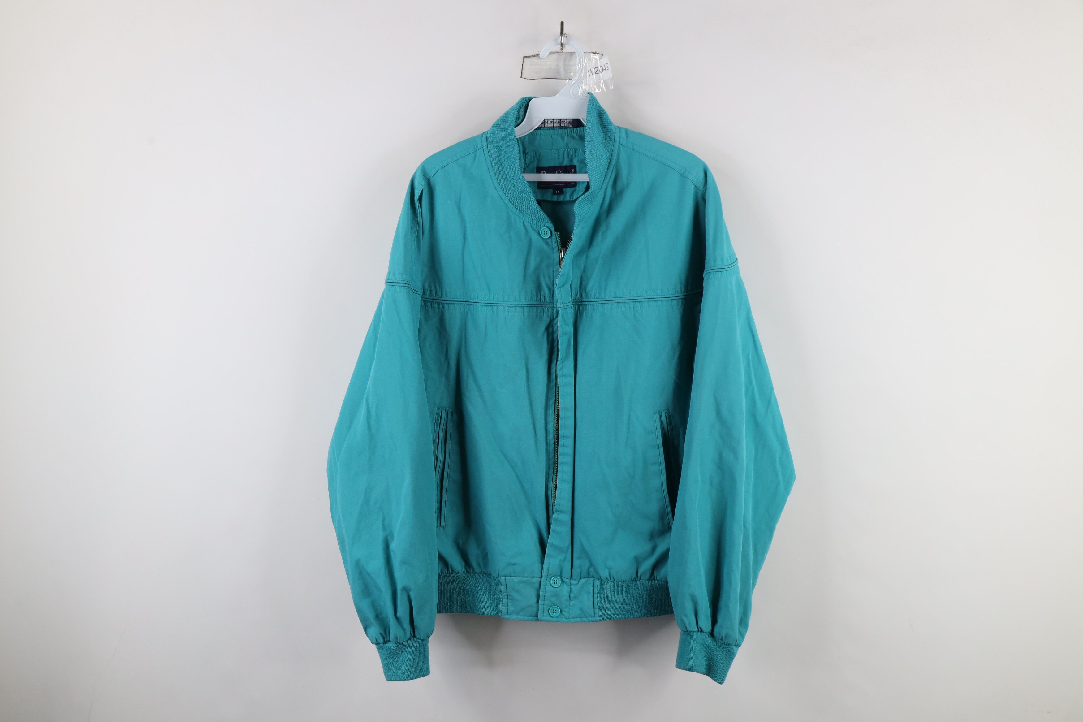 Vintage Vintage 90s Streetwear Blank Lined Cafe Bomber Jacket Blue Size US M / EU 48-50 / 2 - 1 Thumbnail