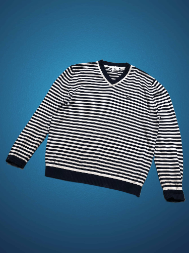 Lacoste Lacoste V-Neck Striped Sweater Size XL Size US XL / EU 56 / 4 - 1 Thumbnail