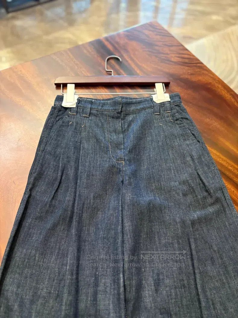 Brunello Cucinelli Brunello Cucinelli Women's Denim Wide Leg Pants Size 25" / US 0 / IT 36 - 5 Thumbnail