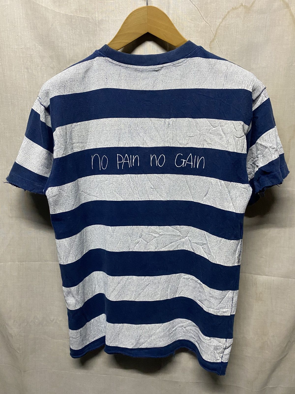 If Six Was Nine ❗️SALE❗️PPFM No Pain No Gain Distressed Stripe Tee Size US M / EU 48-50 / 2 - 2 Thumbnail