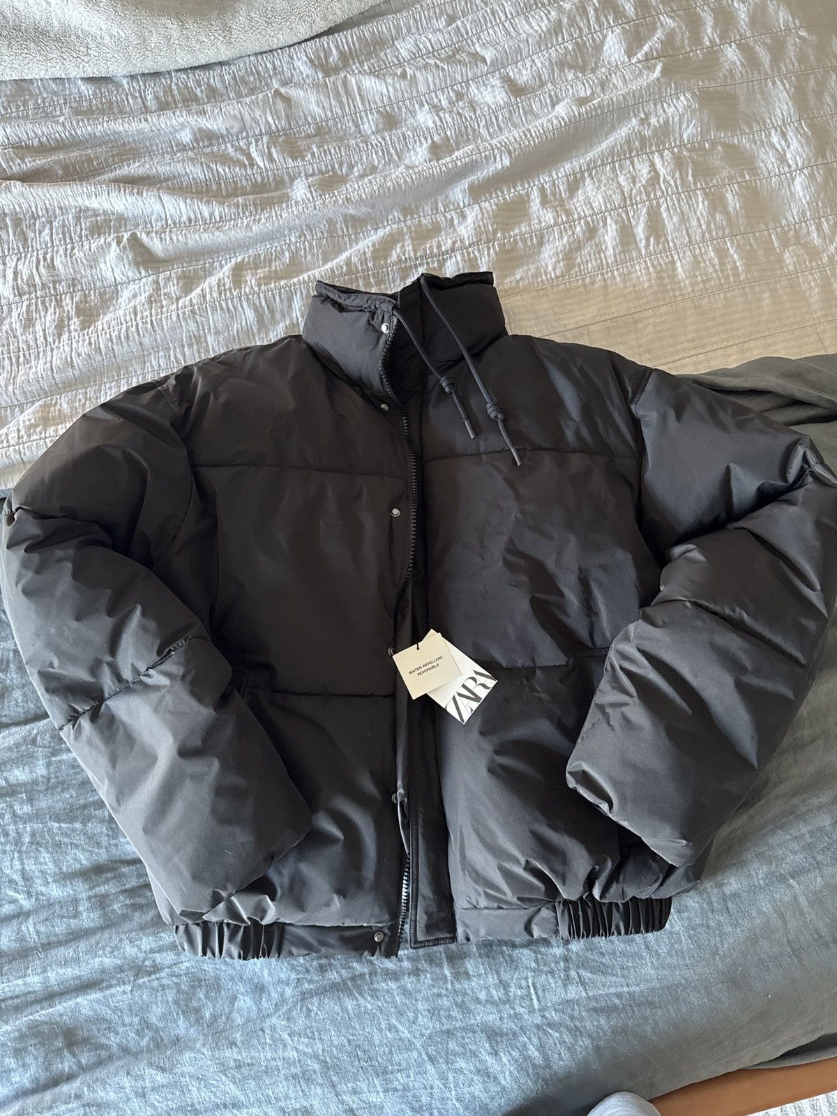 Zara Black water repellent reversible puffer jacket Size US L / EU 52-54 / 3 - 1 Thumbnail