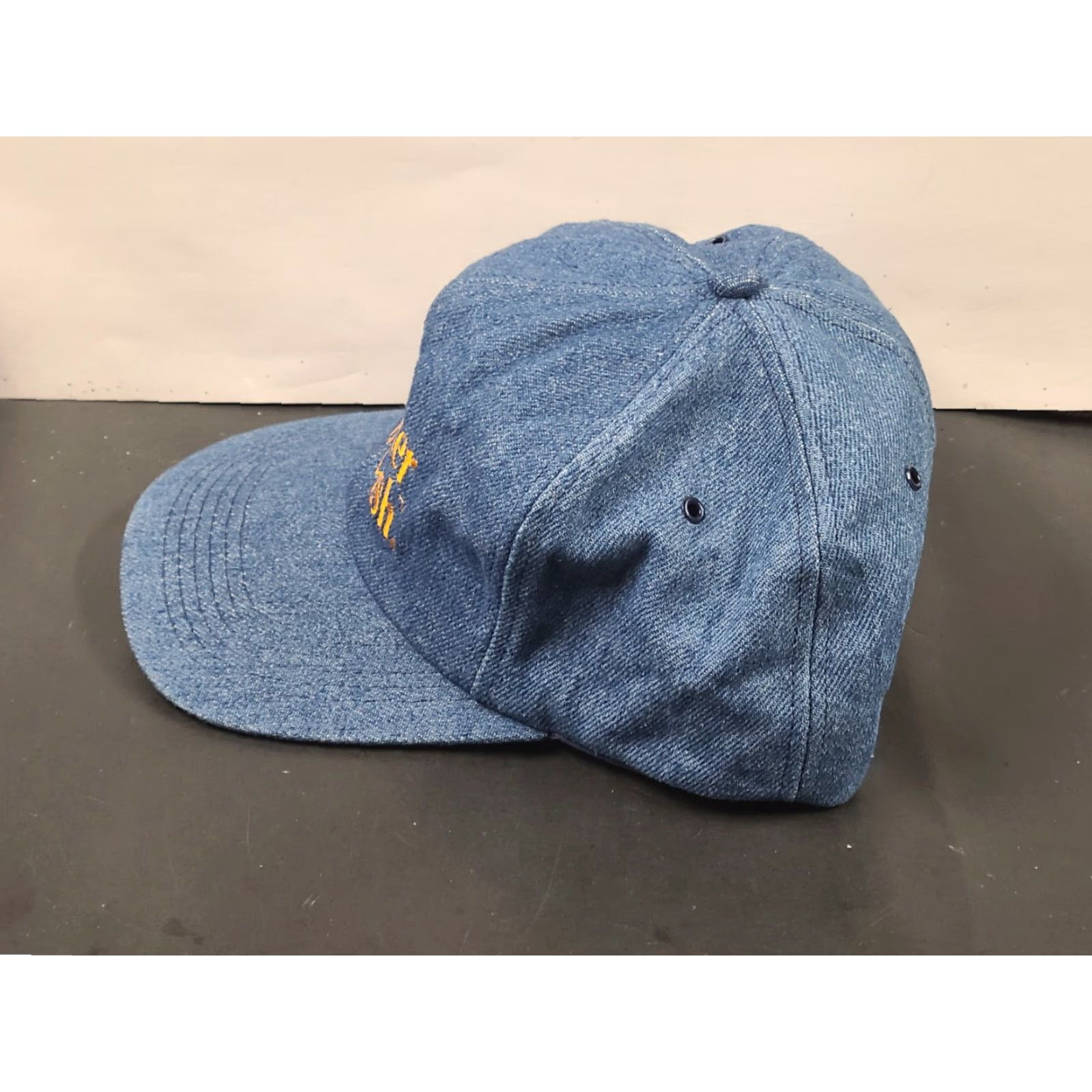 Denime VTG 80s Denim Farmer Hat Cap K-Products Blue One Size Snapback Farmers/Truckers Cap Mens Womens Boys Girls (adjust to gender? not specified) Size ONE SIZE - 4 Thumbnail