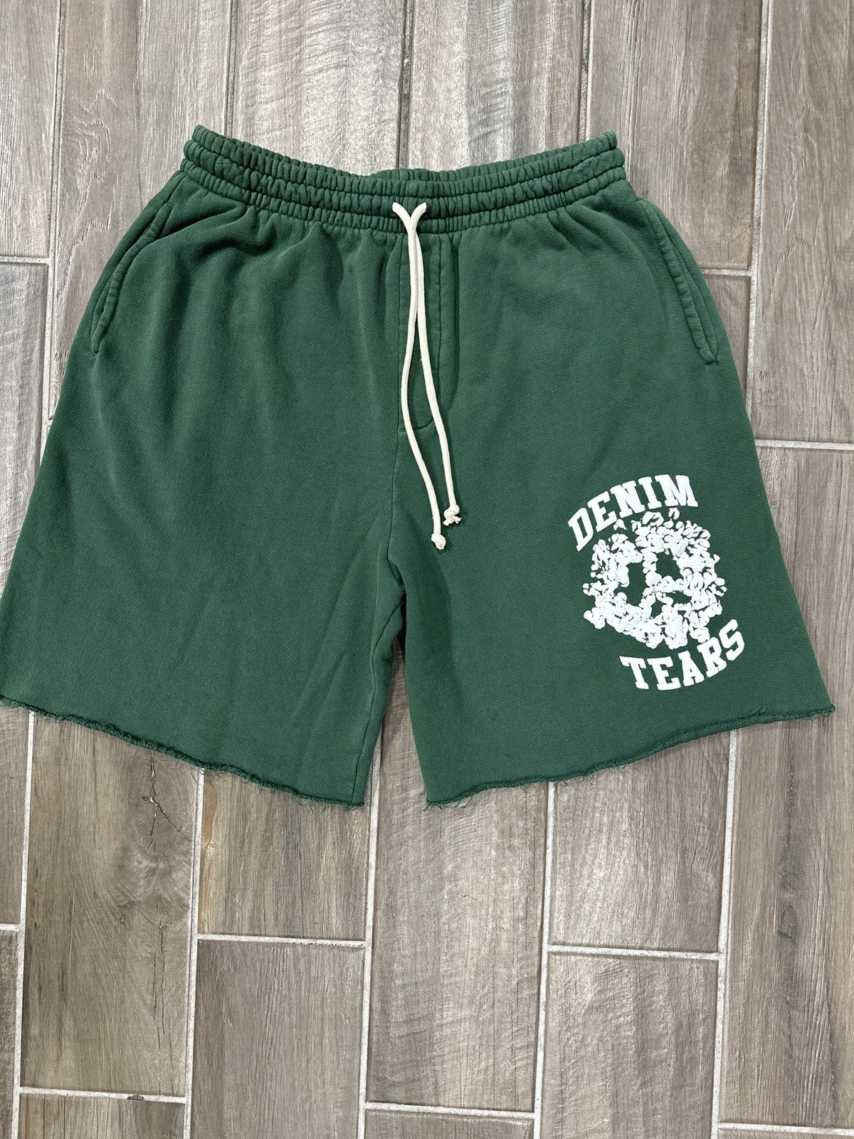 DENIM TEARS Denim Tears University Sweat Shorts Green | Grailed