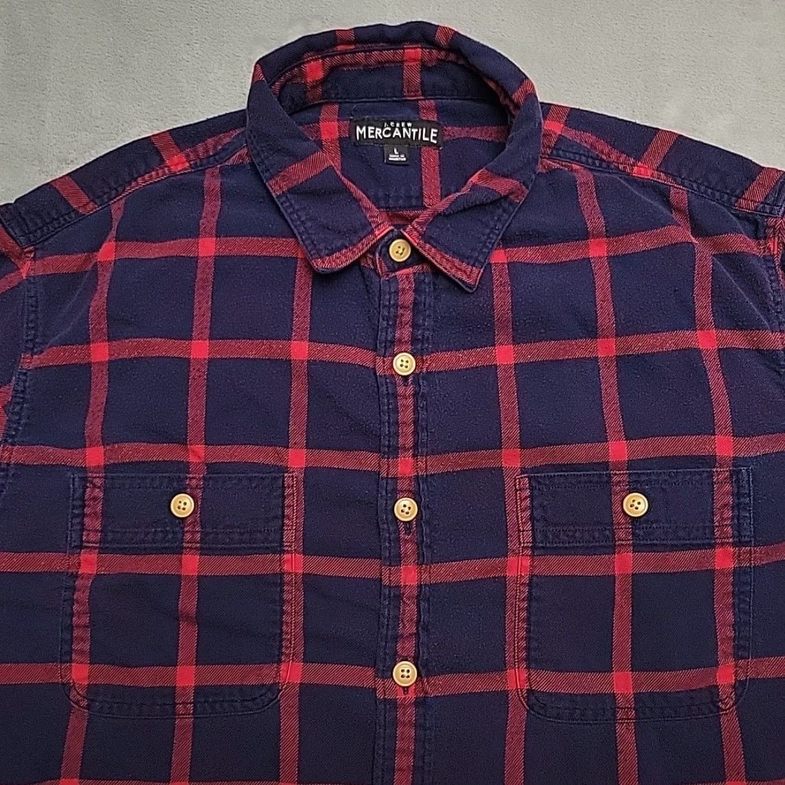 J.Crew VINTAGE J.CREW Shirt Mens L Blue Window Pane Plaid Flannel Cotton Mercantile Classic Size US L / EU 52-54 / 3 - 2 Thumbnail