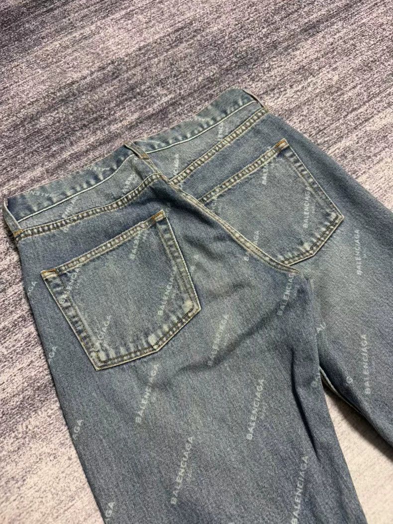 Balenciaga Balenciaga Blue Logo Print Denim Pants-2505 Size US 26 / EU 42 - 4 Thumbnail