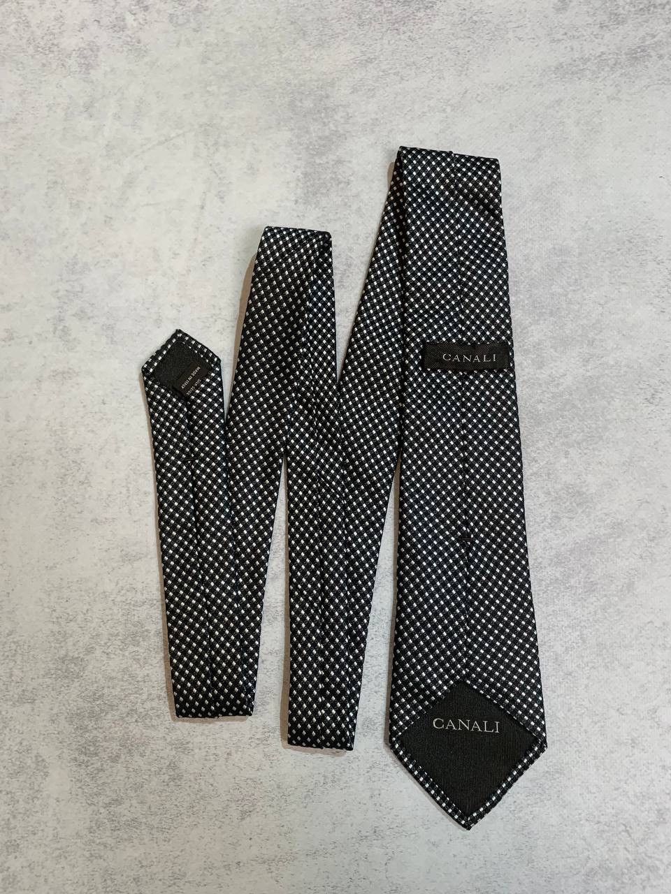 Canali CANALI Black White Elegant Silk Mens Tie Size ONE SIZE - 1 Thumbnail