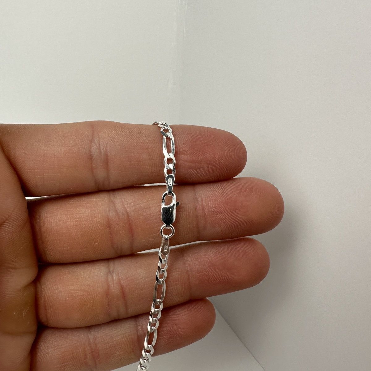 Sterling Silver Silver Chain Solid Silver Figaro Chain 3mm 22in Stamped 925 Size ONE SIZE - 2 Thumbnail