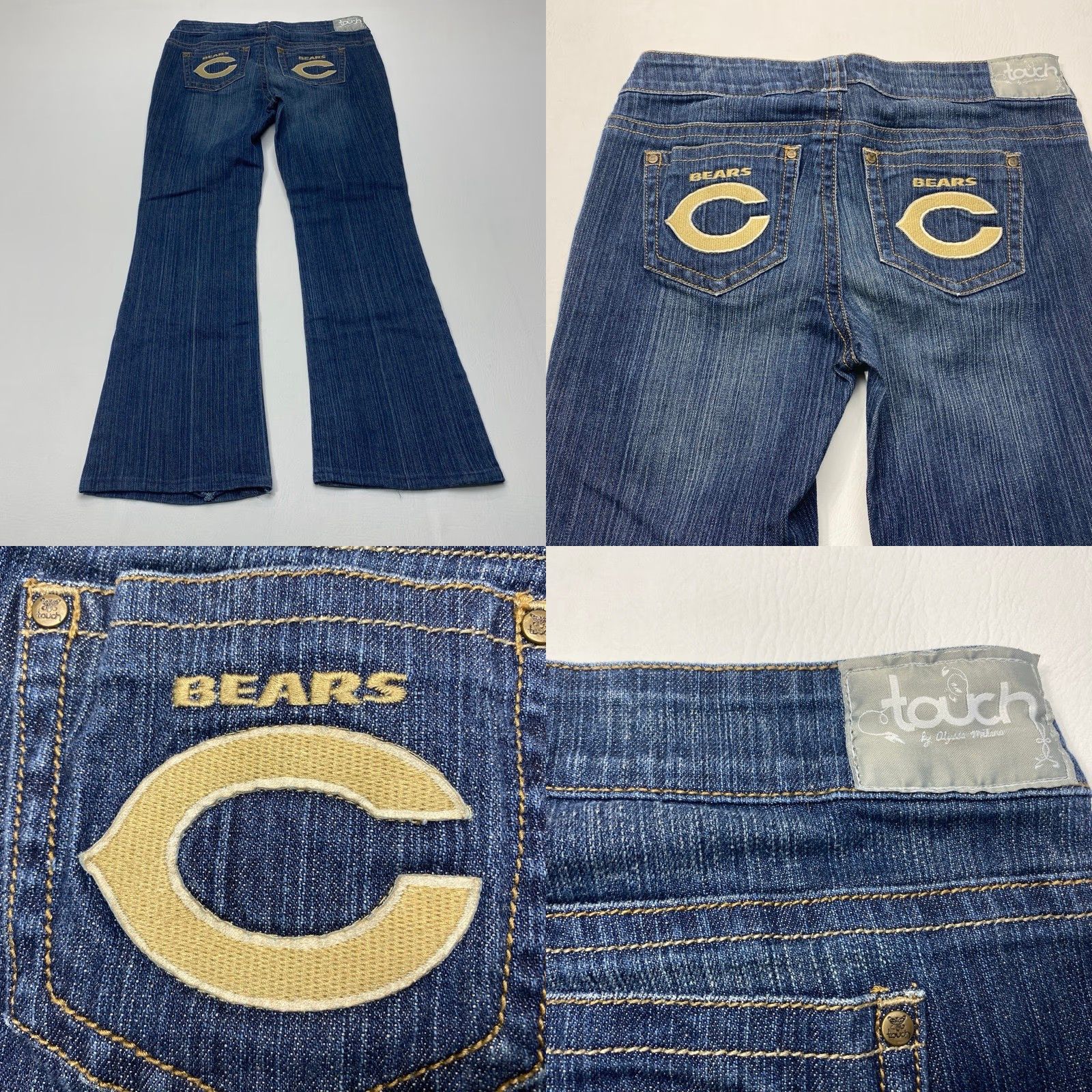 Vintage Touch Jeans by Alyssa Milano Womens 30x28.5 CHICAGO BEARS NFL Denim Boot Cut Jeans Size 26" / US 2 / IT 38 - 8 Thumbnail
