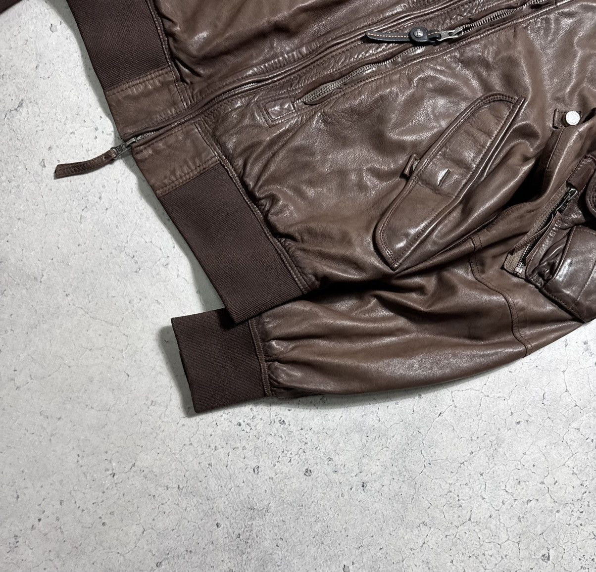 Parajumpers Parajumpers PJS Leather Bomber Jacket Brown Size M Rare Size US M / EU 48-50 / 2 - 4 Thumbnail