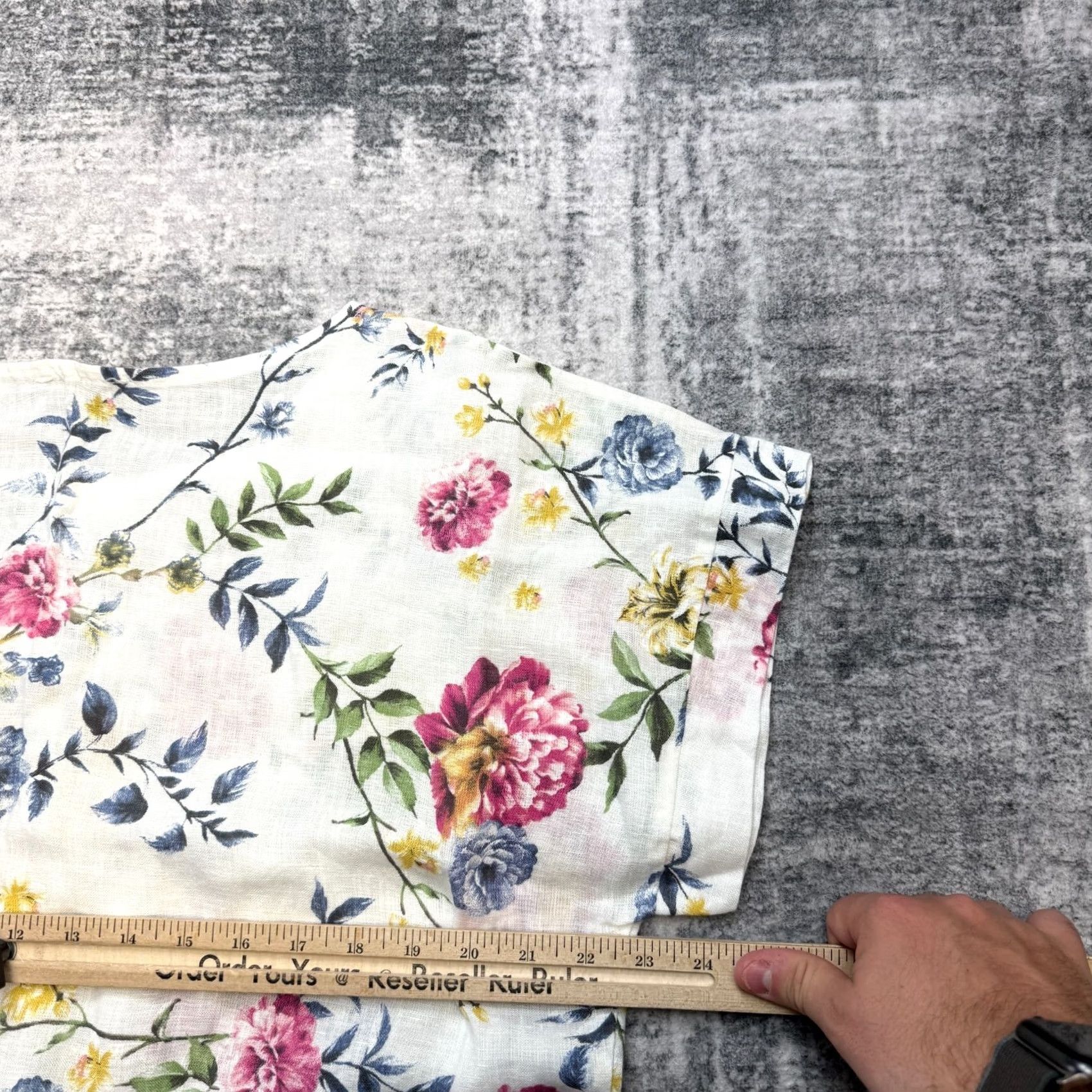 Bell Bella Umbra Linen Top Womens Large White Floral Shirt Boxy Boho Garden Party Blouse Shirt Bohemian Womens L White Floral Boho Garden Party Shirt Size L / US 10 / IT 46 - 7 Thumbnail