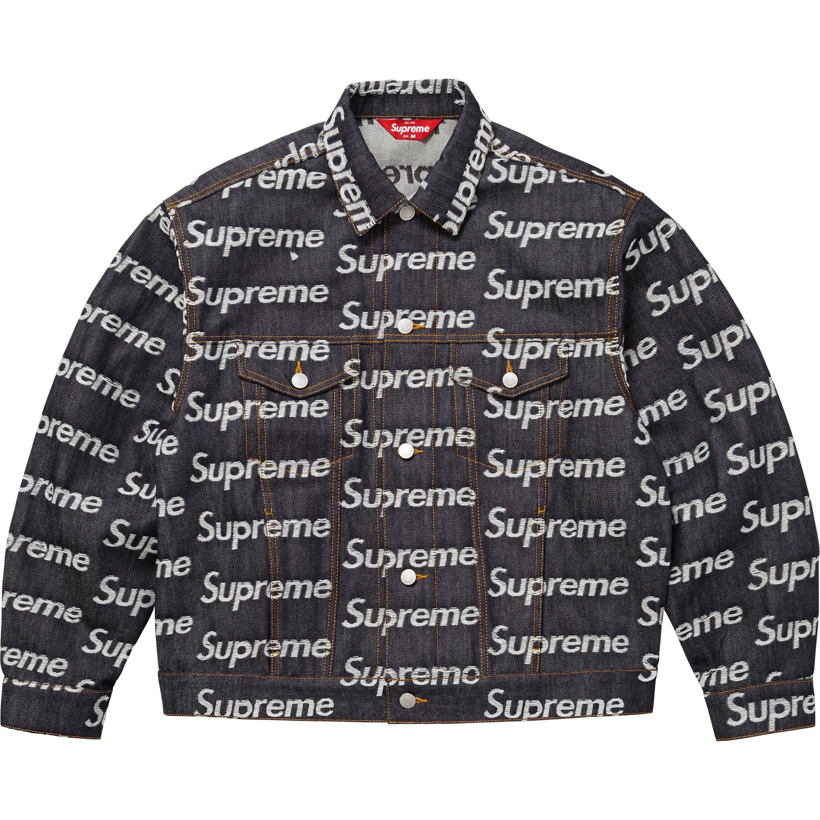 Supreme Jacquard Logos Denim Trucker Jacket | Grailed