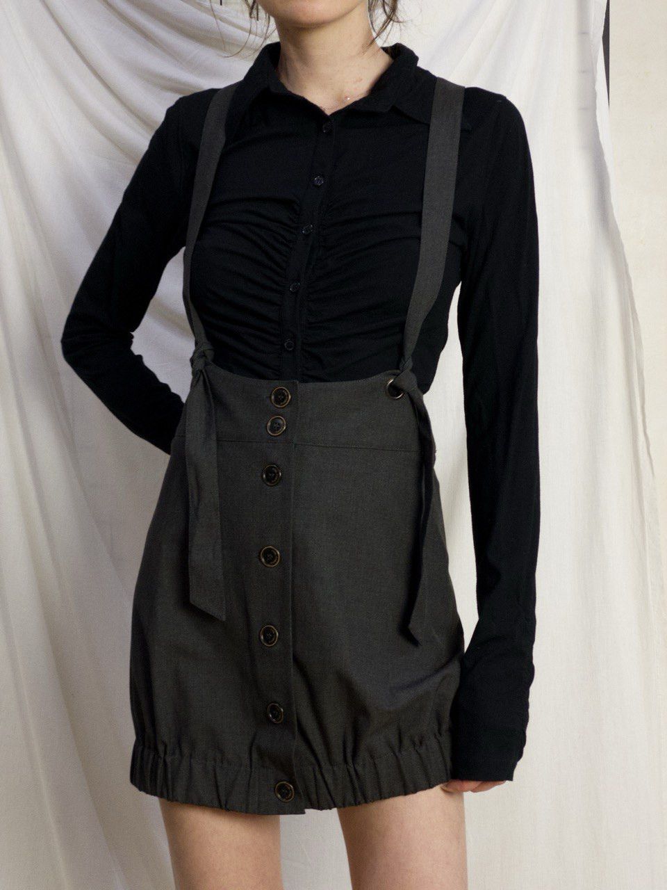 Cop Copine Vintage 90's Cop Copine gray skirt with adjustable braces Size 28" / US 6 / IT 42 - 4 Thumbnail