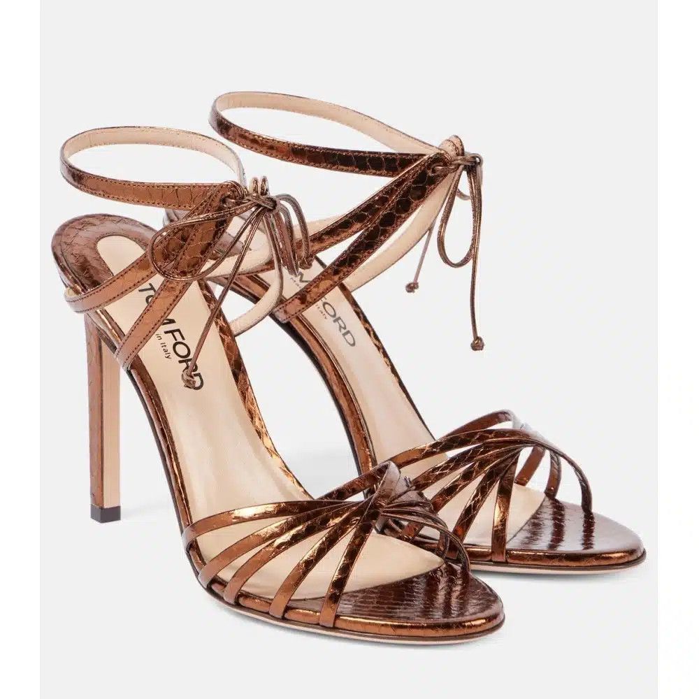 Tom Ford o1loc1c0625 W3532 85MM Angelica Sandals in Dark Bronze Size US 6 / IT 36 - 3 Thumbnail