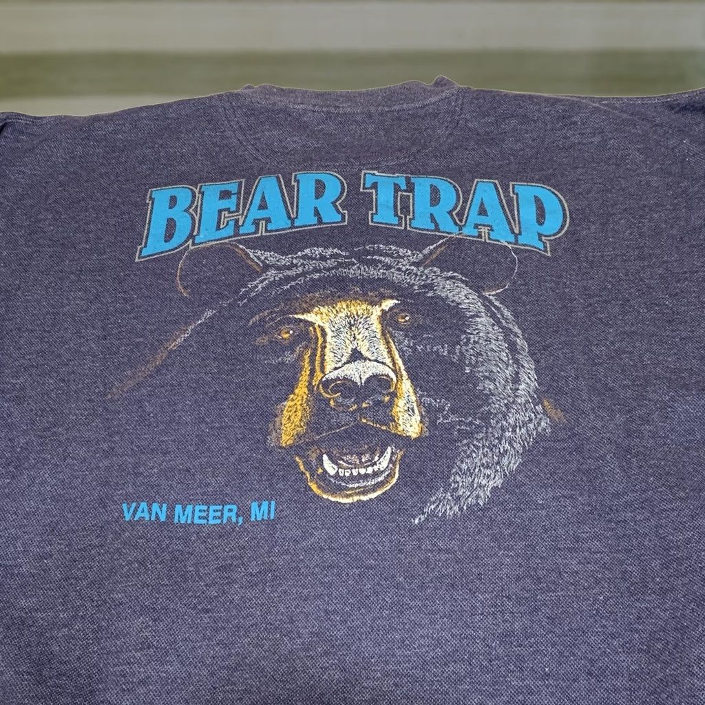 Vintage VINTAGE BEAR TRAP Van Meer Michigan Henley Sweatshirt Long Sleeve Mens Large Blue Cotton Blend 1990s Hanley? Size US L / EU 52-54 / 3 - 1 Thumbnail