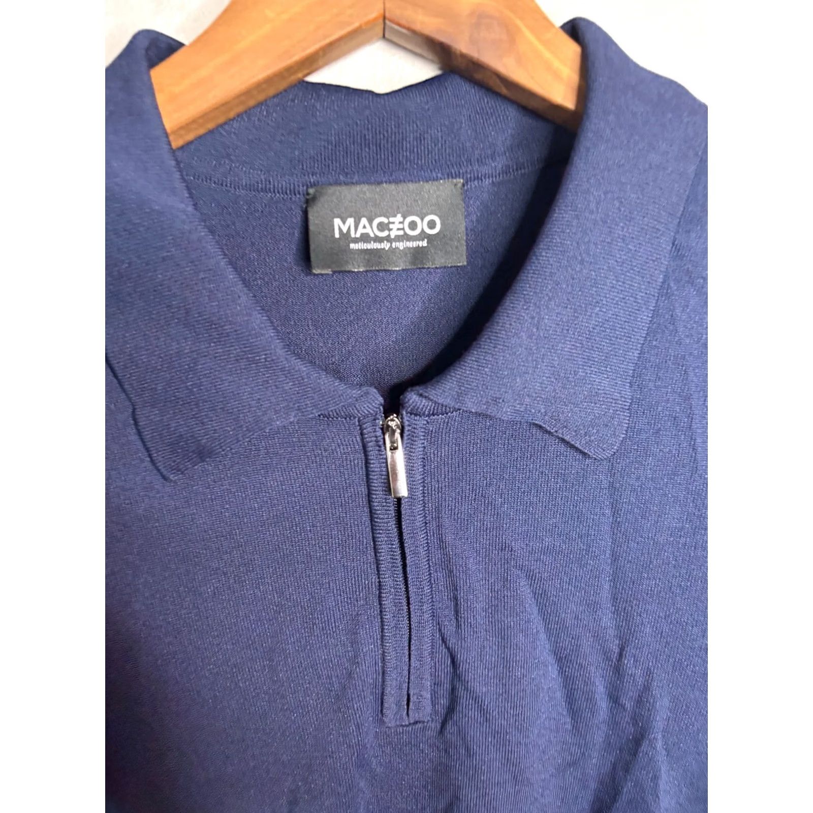 Maceoo Maceoo Polo Shirt Mens 2XL Blue Short Sleeve Zip Stretch Casual Size US XXL / EU 58 / 5 - 3 Thumbnail