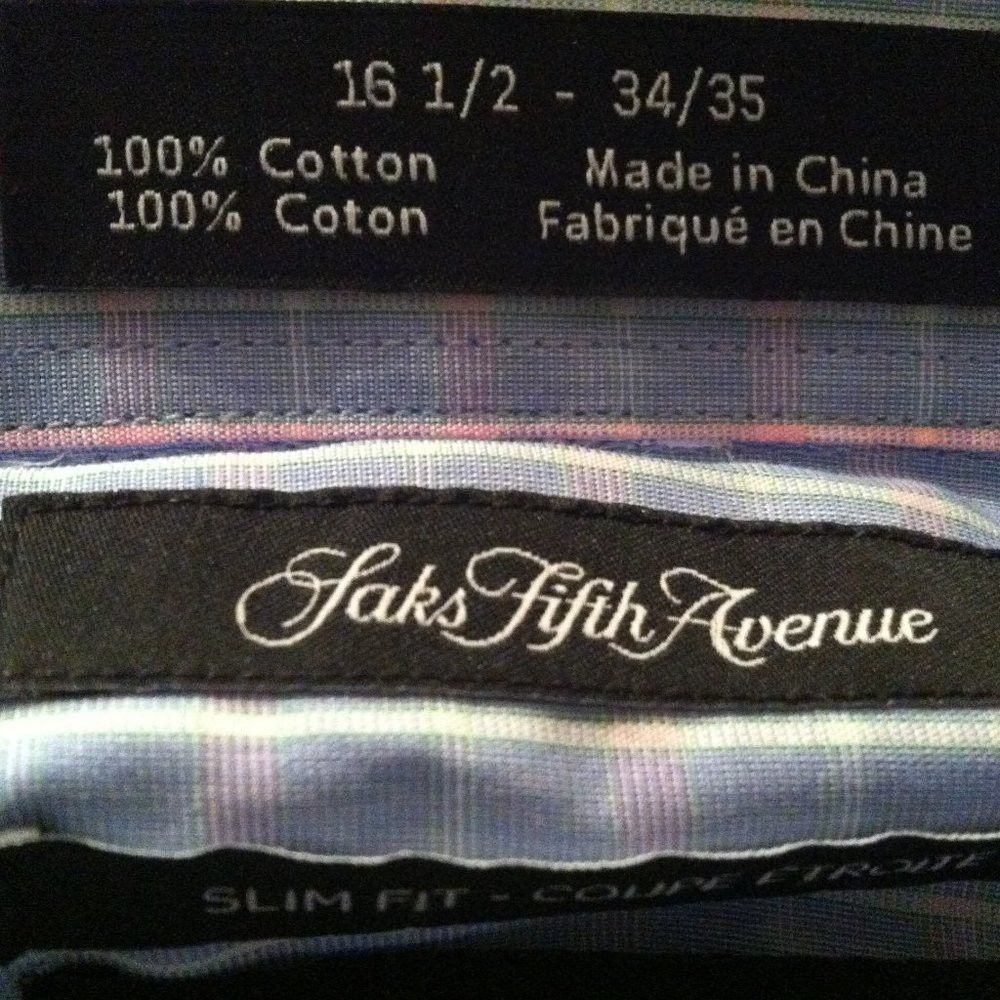 Saks Fifth Avenue SAKS FIFTH AVENUE MENS NEW 100%COTTON DRESS SHIRT 16.5/34-35 Size US L / EU 52-54 / 3 - 8 Thumbnail