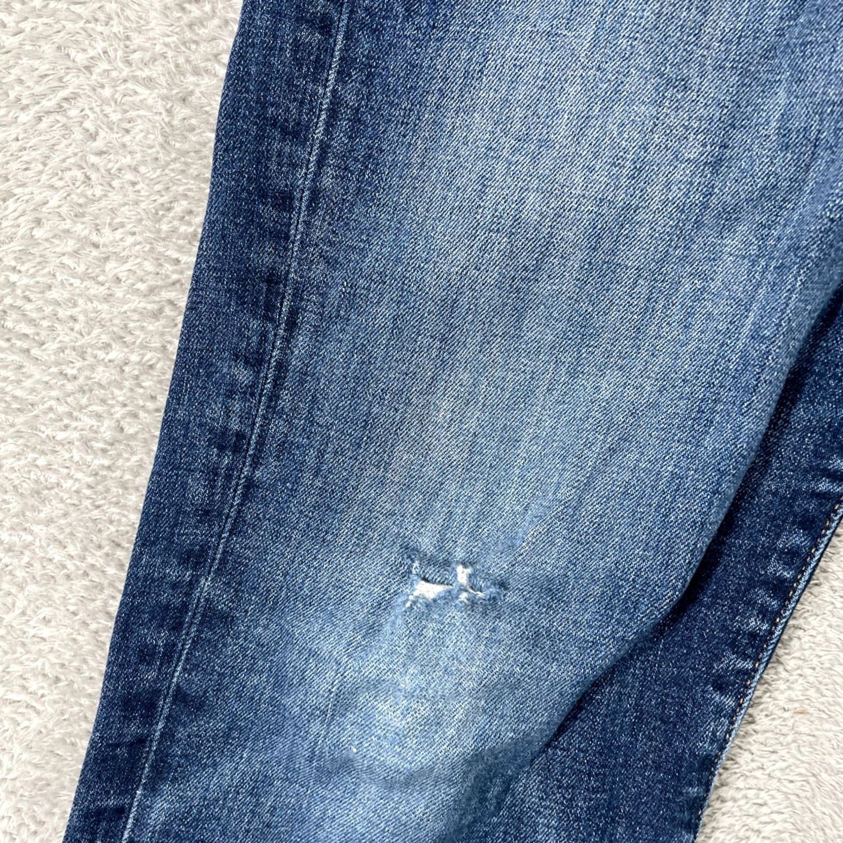 Lucky Brand Lucky Brand Jeans Men Slim 32x32 Blue Medium Wash Denim Distressed Pockets Zip Button 32in Inseam, 32W, Regular, Vintage: No, 121 Size US 32 / EU 48 - 4 Thumbnail