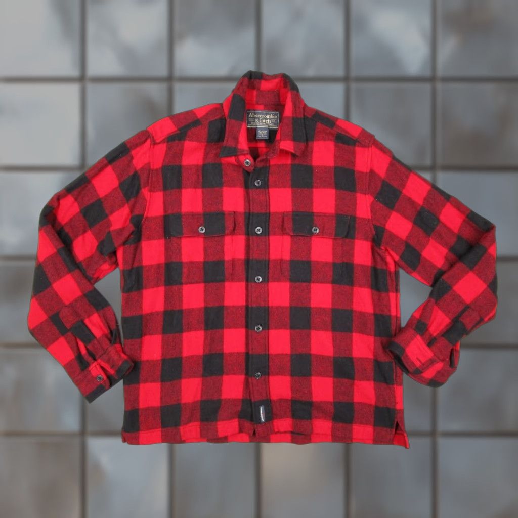 Abercrombie & Fitch VINTAGE Abercrombie & Fitch Shirt Mens Large Red Buffalo Shacket Flannel Button Up Y2K Size US L / EU 52-54 / 3 - 1 Thumbnail