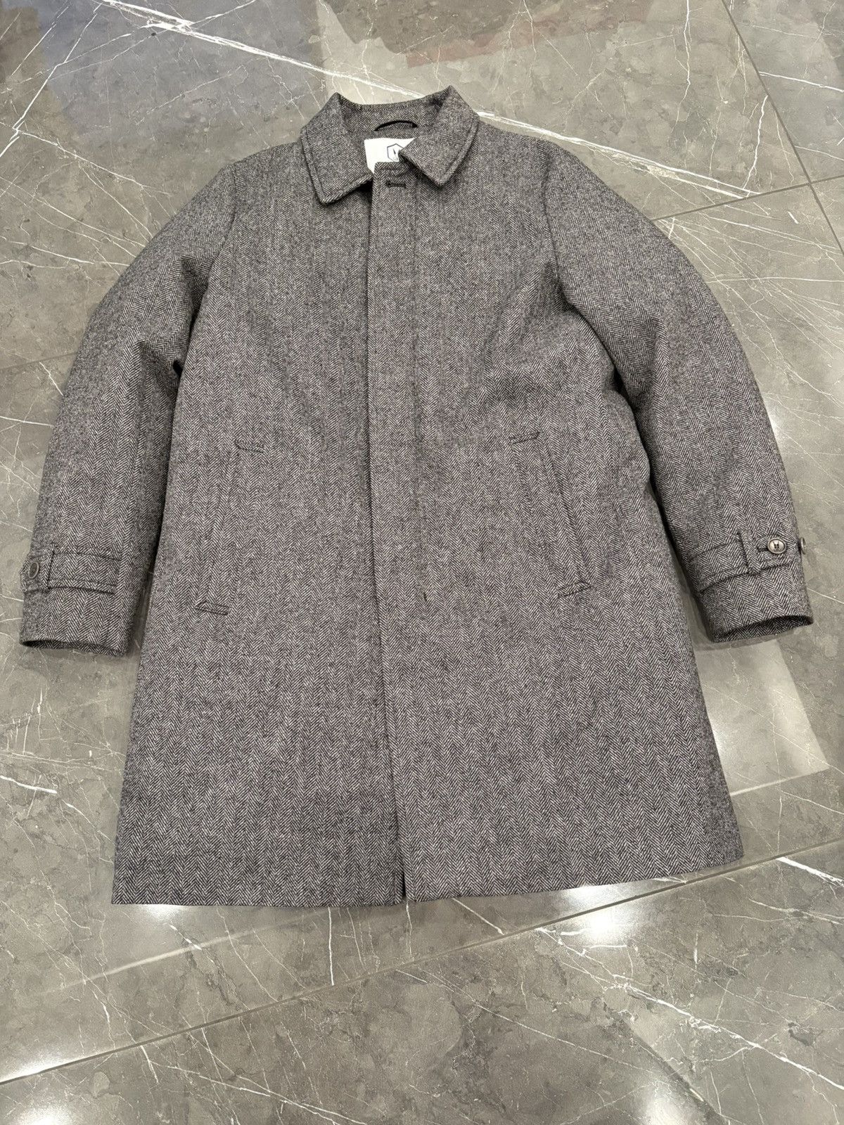 Other Norwegian Wool Cashmere Wool ¾ Coat Grey Black Herringbone Size US L / EU 52-54 / 3 - 5 Thumbnail