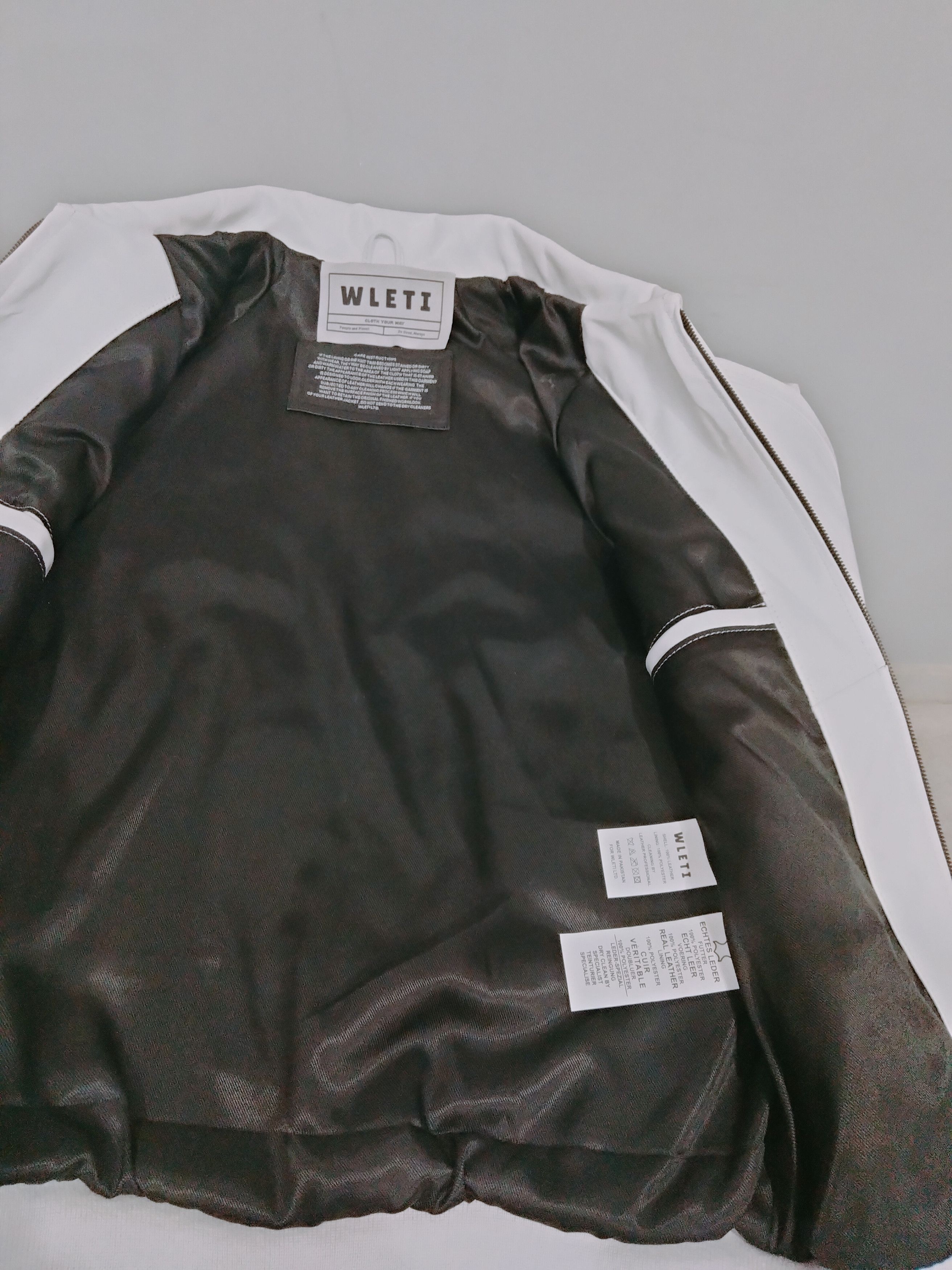 Vintage WLETI Premium White Cowhide Leather Jacket Size US L / EU 52-54 / 3 - 5 Thumbnail