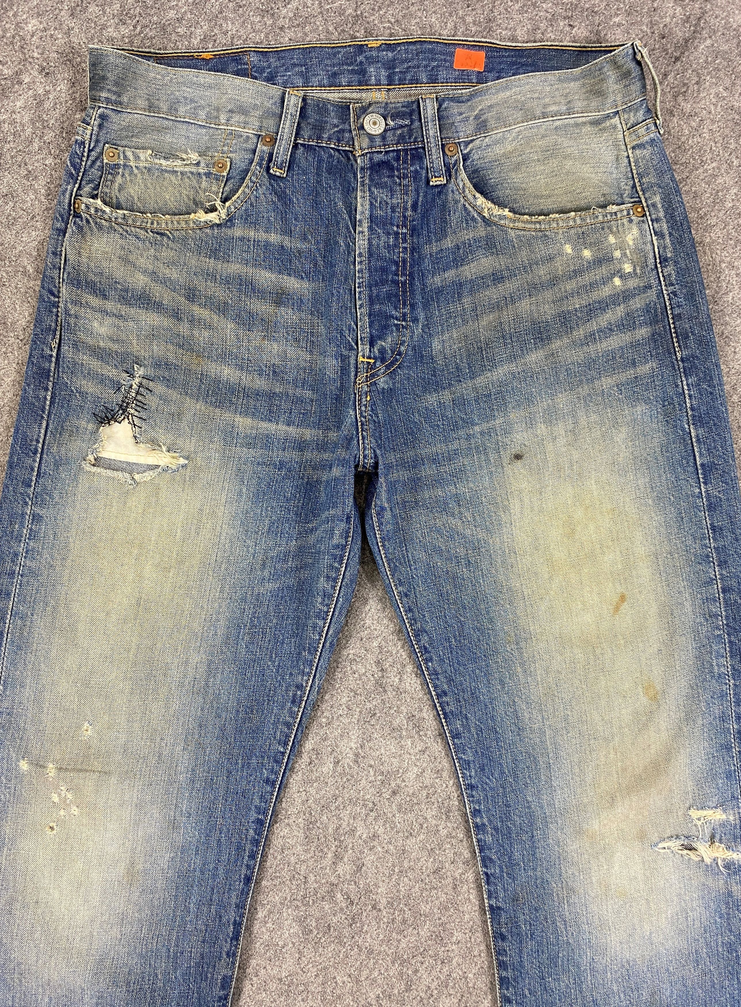 Japanese Brand Ripped Distressed Vintage Levi's 501 33x30 Denim -JN2463 Size US 33 - 3 Thumbnail