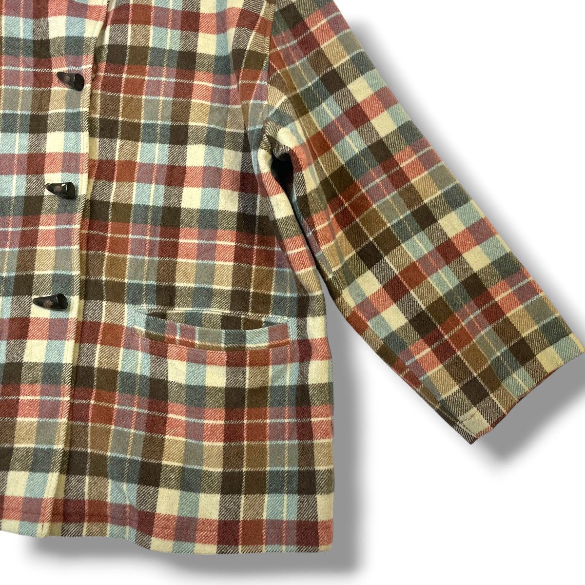 United Colors Of Benetton UNITED COLORS OF BENETTON PLAID WOOL DUFFLE JACKET Size US XL / EU 56 / 4 - 10 Thumbnail