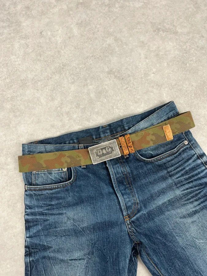 Dolce & Gabbana 2000s Dolce & Gabbana Camo Green Canva Belt Size ONE SIZE - 2 Thumbnail