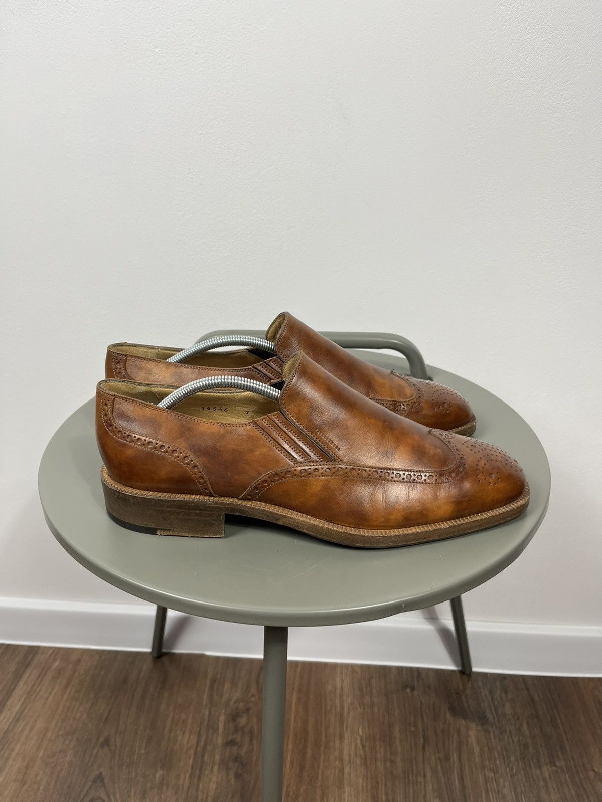 Gravati Gravati Brown Leather Brogue Slip On Dress Shoes US 7 EU 40 Size US 7 / EU 40 - 2 Thumbnail
