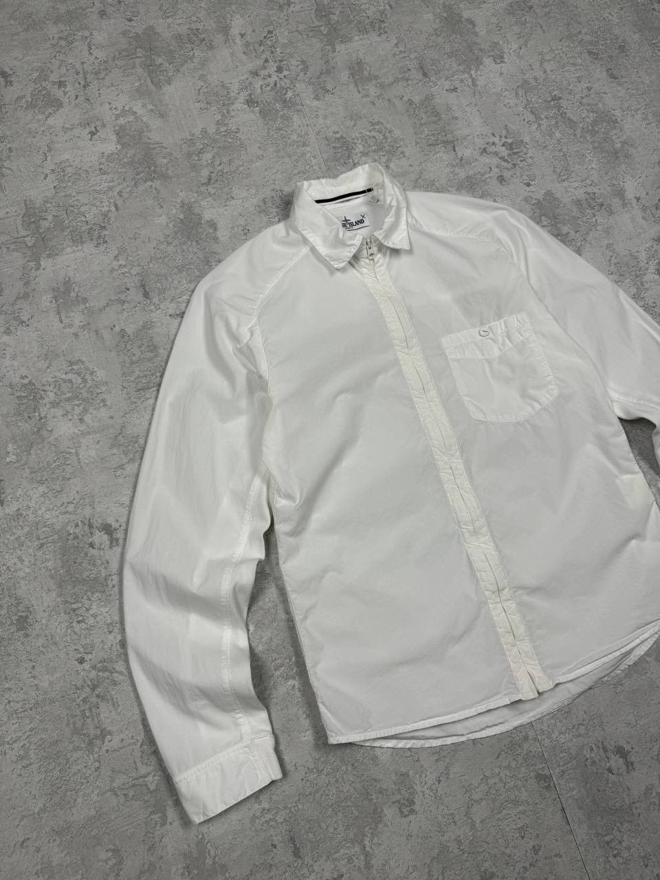 Stone Island Vintage Stone Island White Cotton Light Zip Overshirt Shirt Size US S / EU 44-46 / 1 - 2 Thumbnail