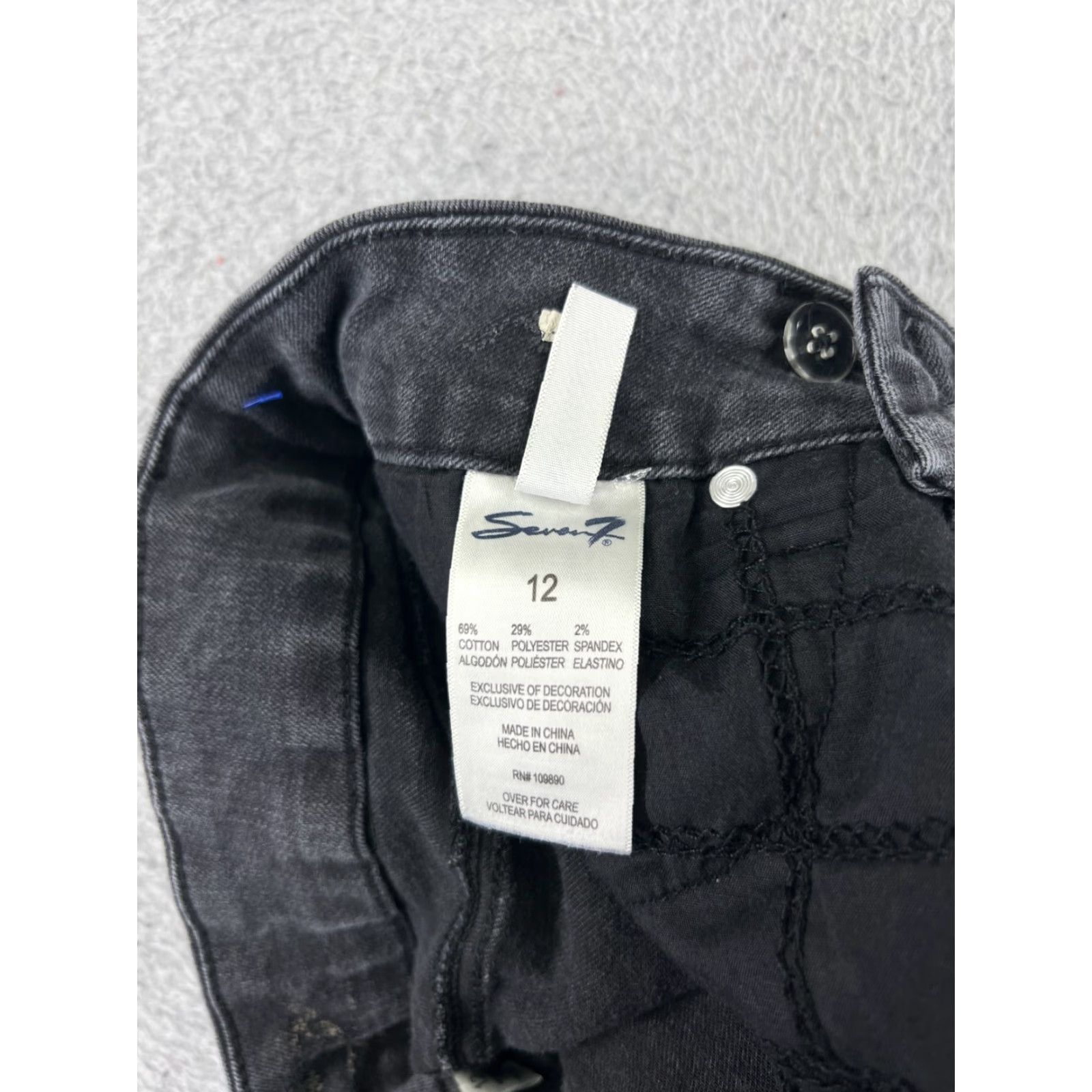 Vintage Seven7 Women's Skinny Jeans 12 Black Denim Mid Rise Cotton Blend Embroidered Vintage Style Size 34" / US 12 / IT 48 - 4 Thumbnail