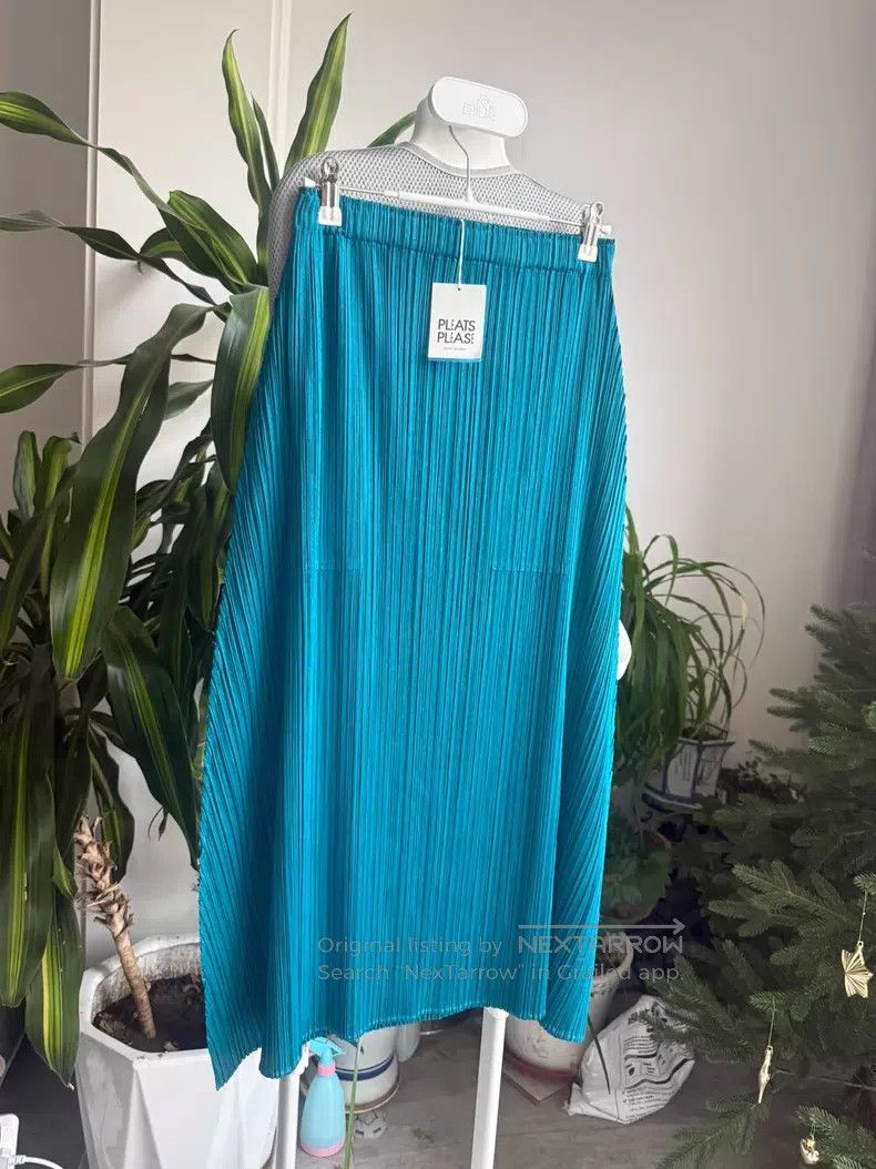 Issey Miyake Issey Miyake size:3 Midi Skirt, Turquoise Green Size 31" - 3 Thumbnail