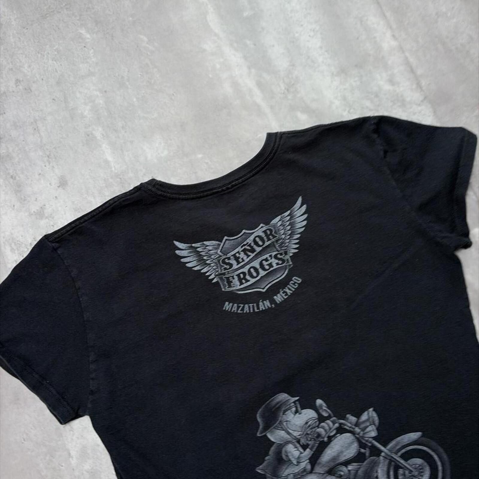 Other Y2K Black Señor Frogs Grunge Gothiv Bike T-Shirt Size XL / US 12-14 / IT 48-50 - 6 Thumbnail