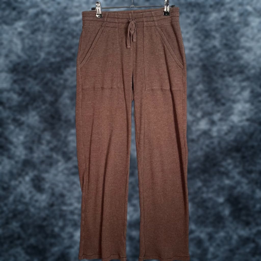 TNA Tna Womens Brown Ribbed Knit Lounge Pants XS Wide Leg Shirt? Size 26" / US 2 / IT 38 - 1 Thumbnail