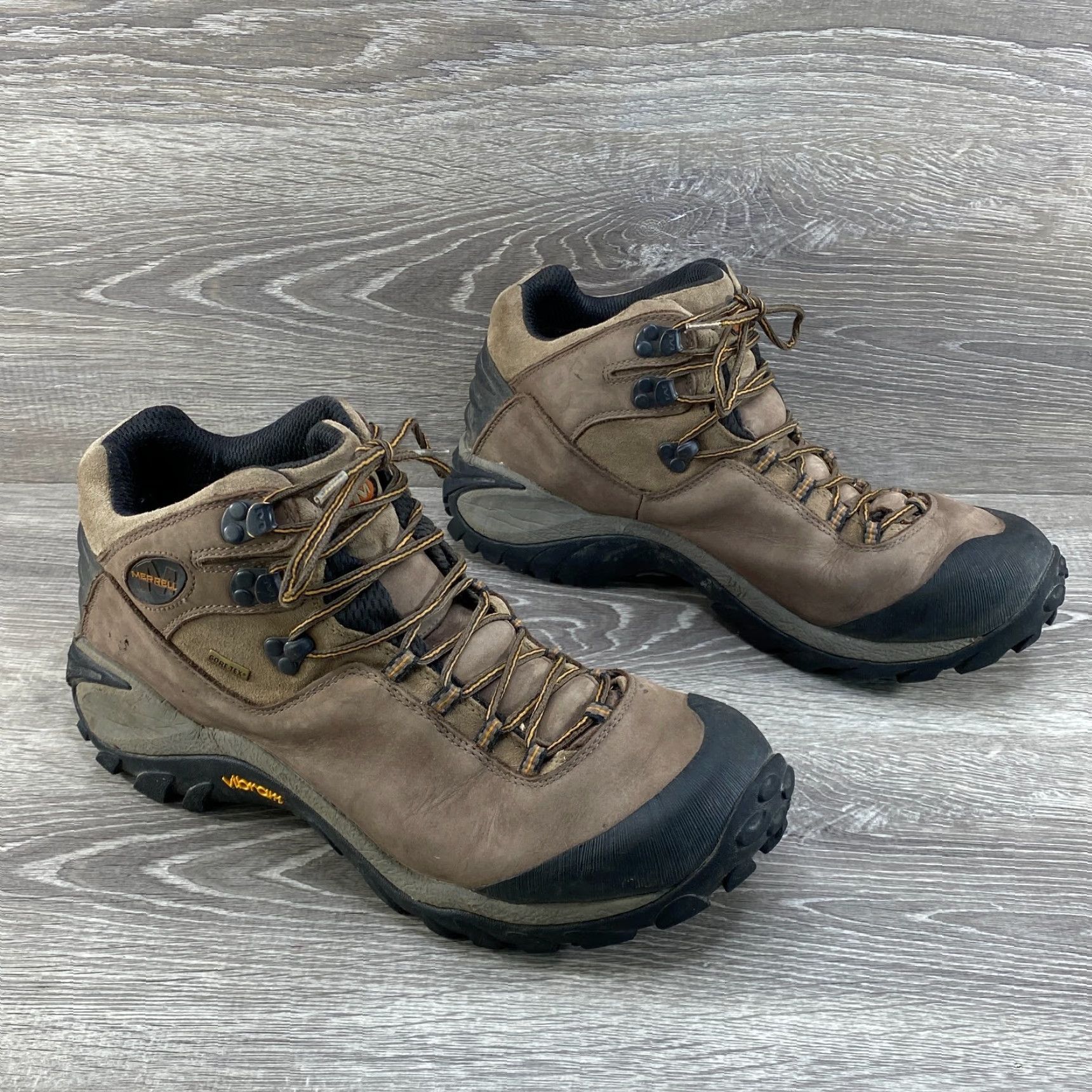 Merrell Merrell Mens Phaser Rush Brown Leather Hiking Boots Gore-Tex Vibram Sole Size US 12 / EU 45 - 2 Thumbnail
