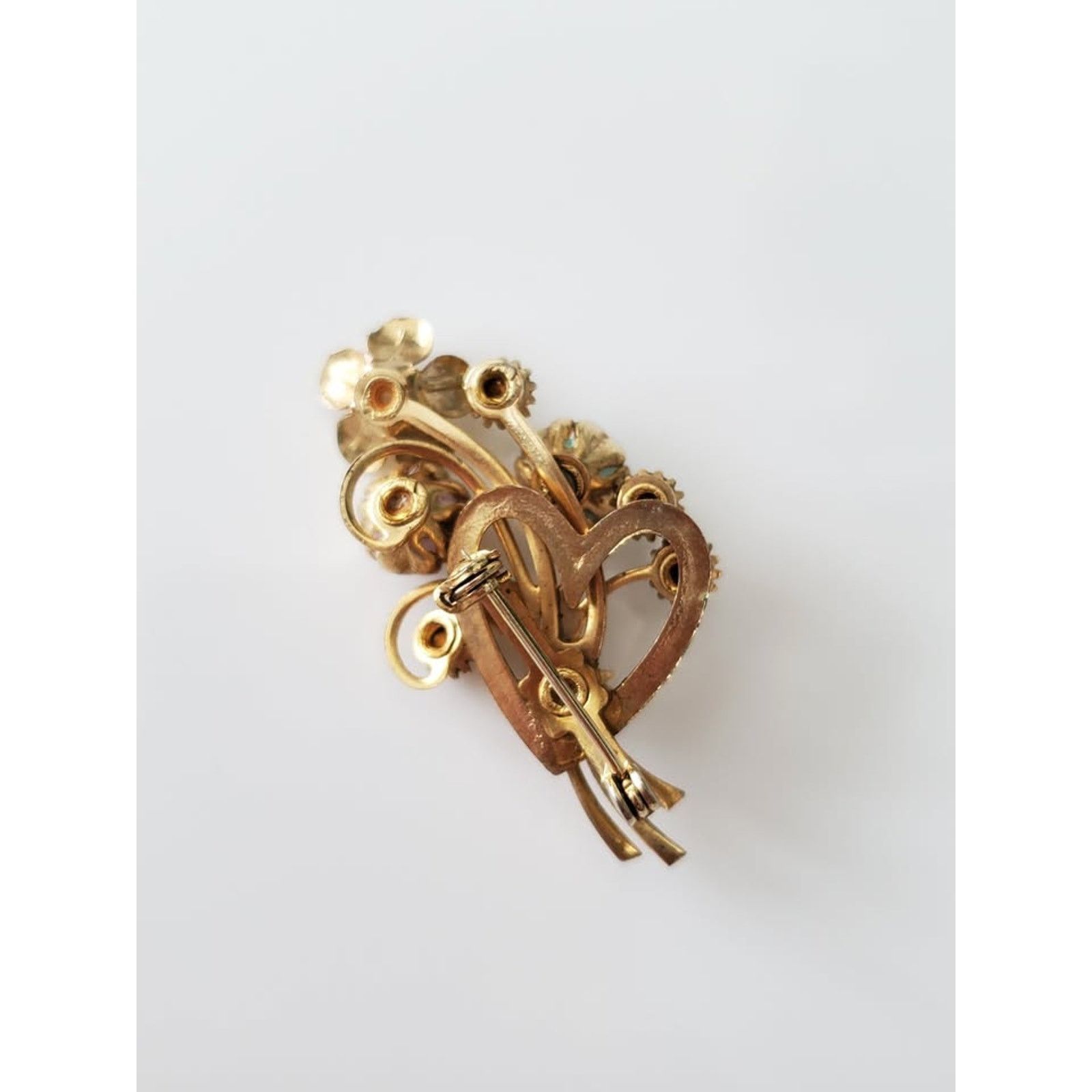 Other Vintage Metal Pastel Enamel Rhinestone and Faux Pearl Brooch Size ONE SIZE - 3 Thumbnail