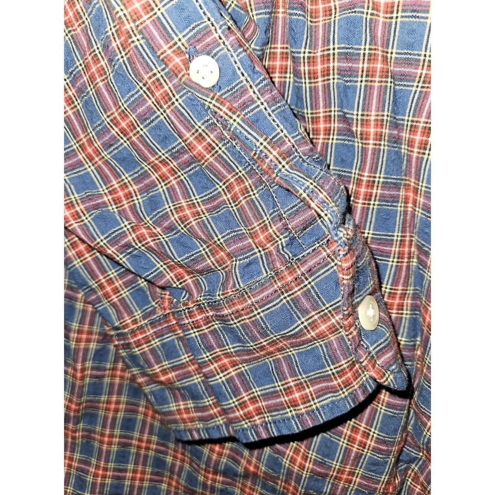 Eddie Bauer Eddie Bauer Shirt Mens XL Plaid Relaxed Fit Button Down Long Sleeve Casual Blue Red Off-White Pocket Size US XL / EU 56 / 4 - 2 Thumbnail
