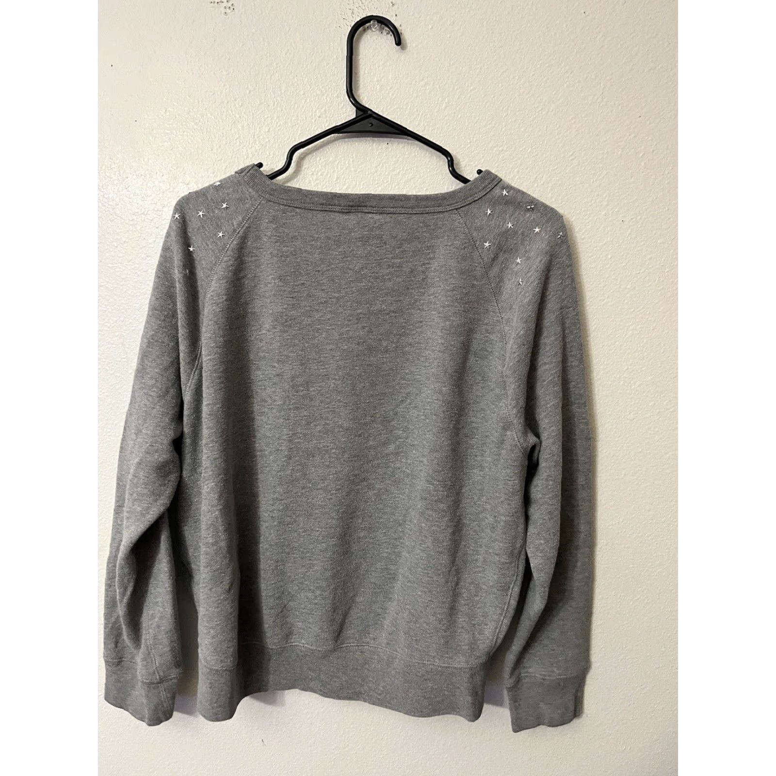 Gap Gap Sweatshirt Women Small Gray Mid-Weight Embroidered Stars On Shoulders Size S / US 4 / IT 40 - 3 Thumbnail
