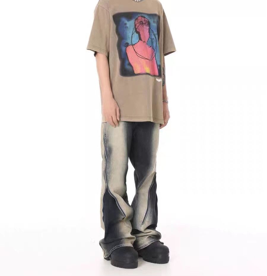 Japanese Brand × Jean Retro washed old gradient RO style large zipper jeans Size US 32 / EU 48 - 3 Thumbnail