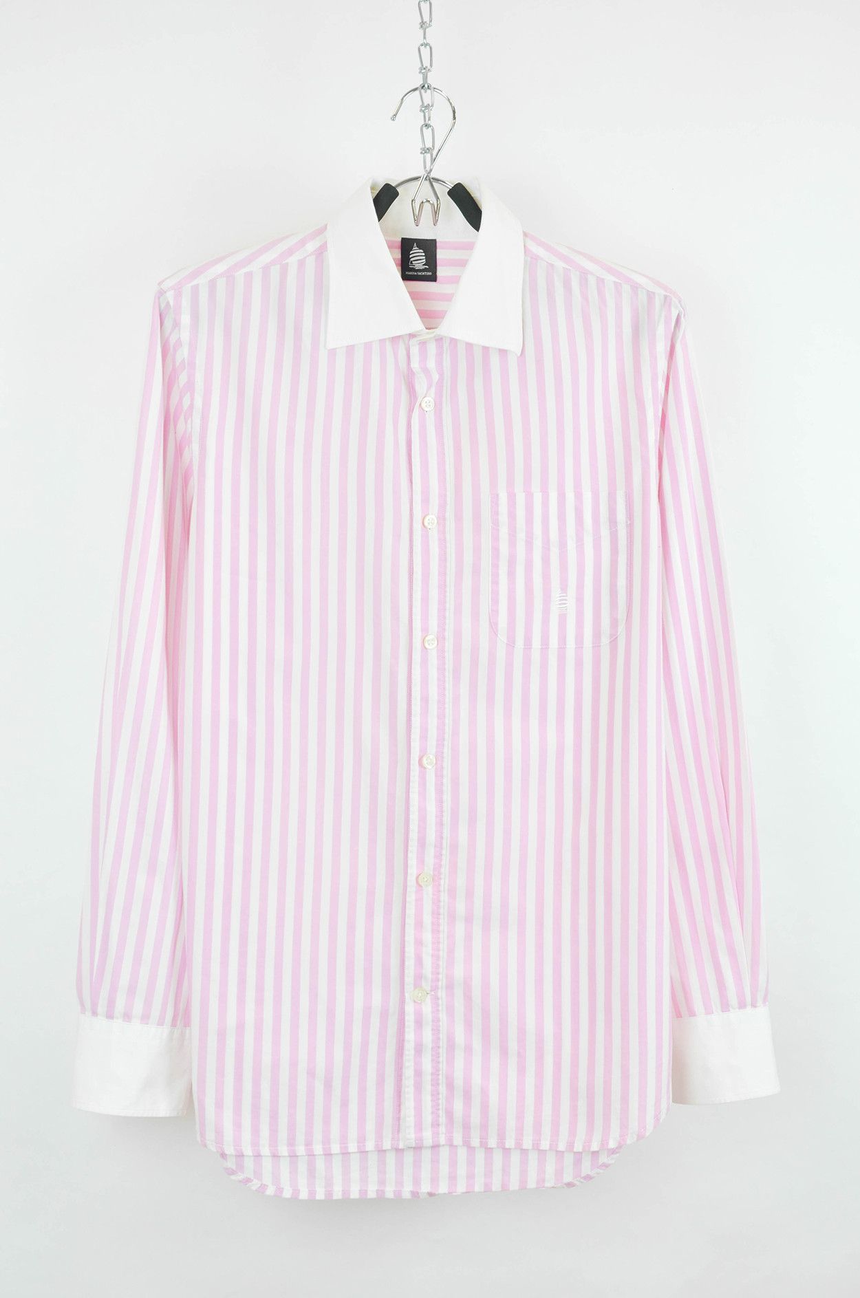Designer Marina Yachting Striped Pink White Cotton Casual Shirt M Size US M / EU 48-50 / 2 - 1 Thumbnail