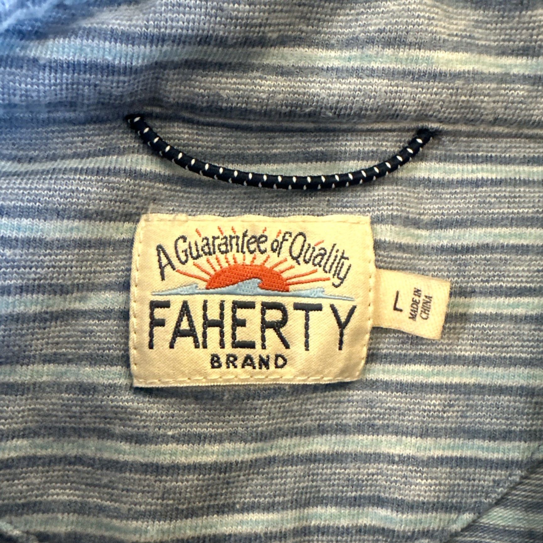 Faherty Faherty Movement Polo Shirt Mens L Blue Striped Pima Cotton Modal Stretch Logo Short Sleeve Casual Activewear Shirt Size US L / EU 52-54 / 3 - 5 Thumbnail