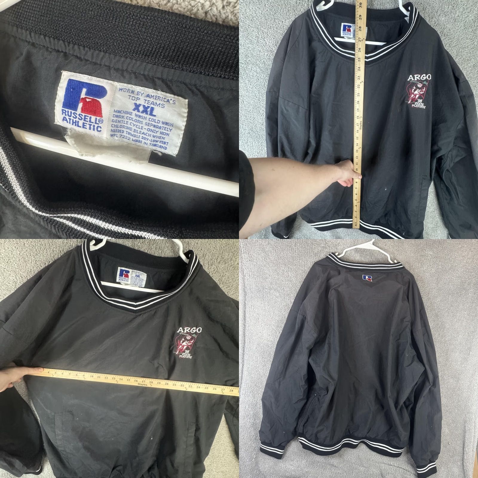 Russell Athletic VINTAGE Russell Athletic Windbreaker Jacket Mens 2XL Black Argo 98 Football 90s Size US XXL / EU 58 / 5 - 8 Thumbnail