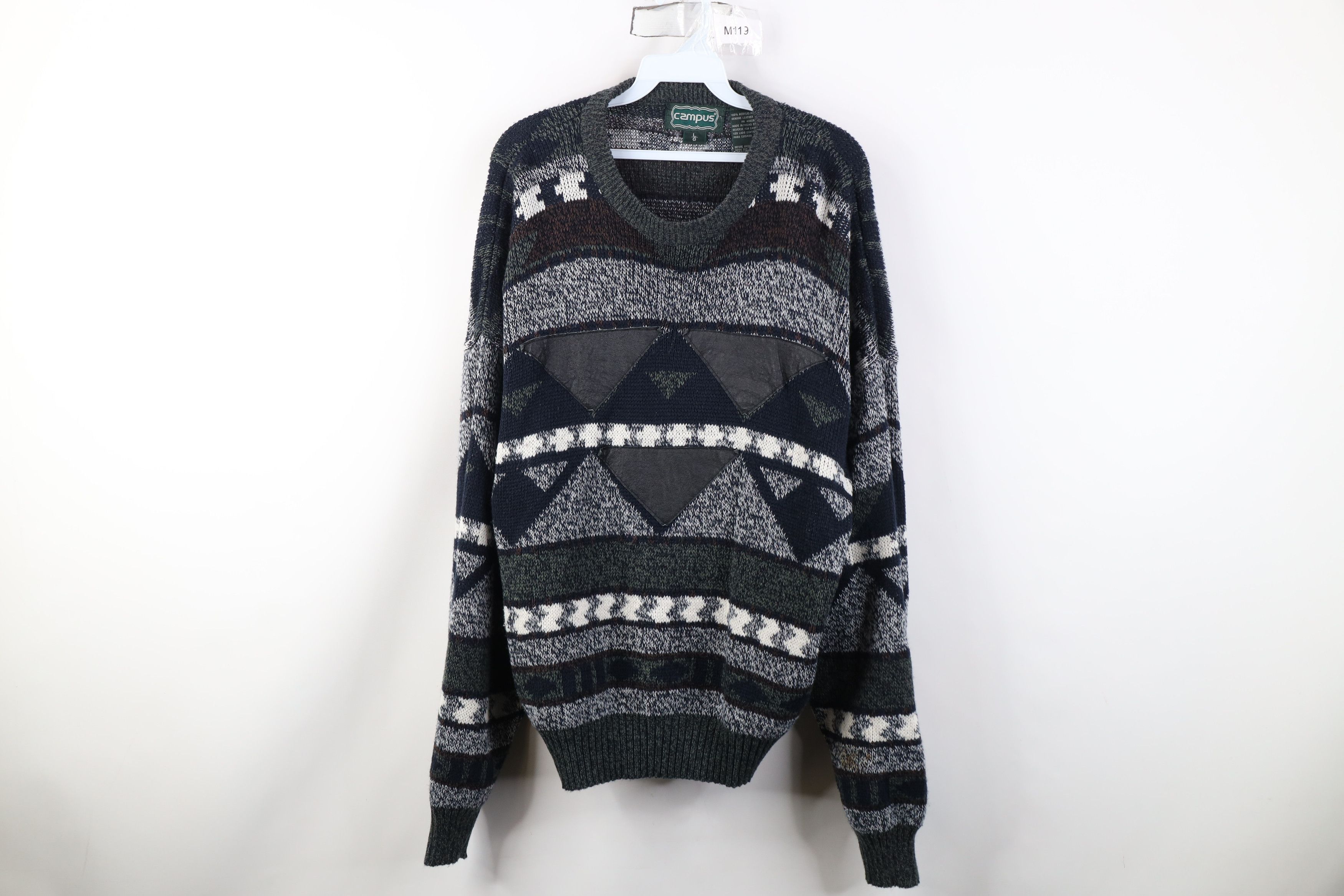 Vintage Vintage 90s Coogi Style Bassmaster Leather Trim Knit Sweater Size US L / EU 52-54 / 3 - 1 Thumbnail