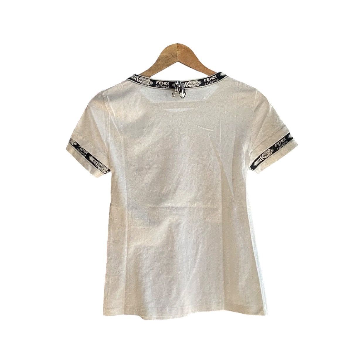 Fendi Fendi Selleria Roma Horse Logo Monogram Trim T-Shirt White Size M / US 6-8 / IT 42-44 - 2 Thumbnail