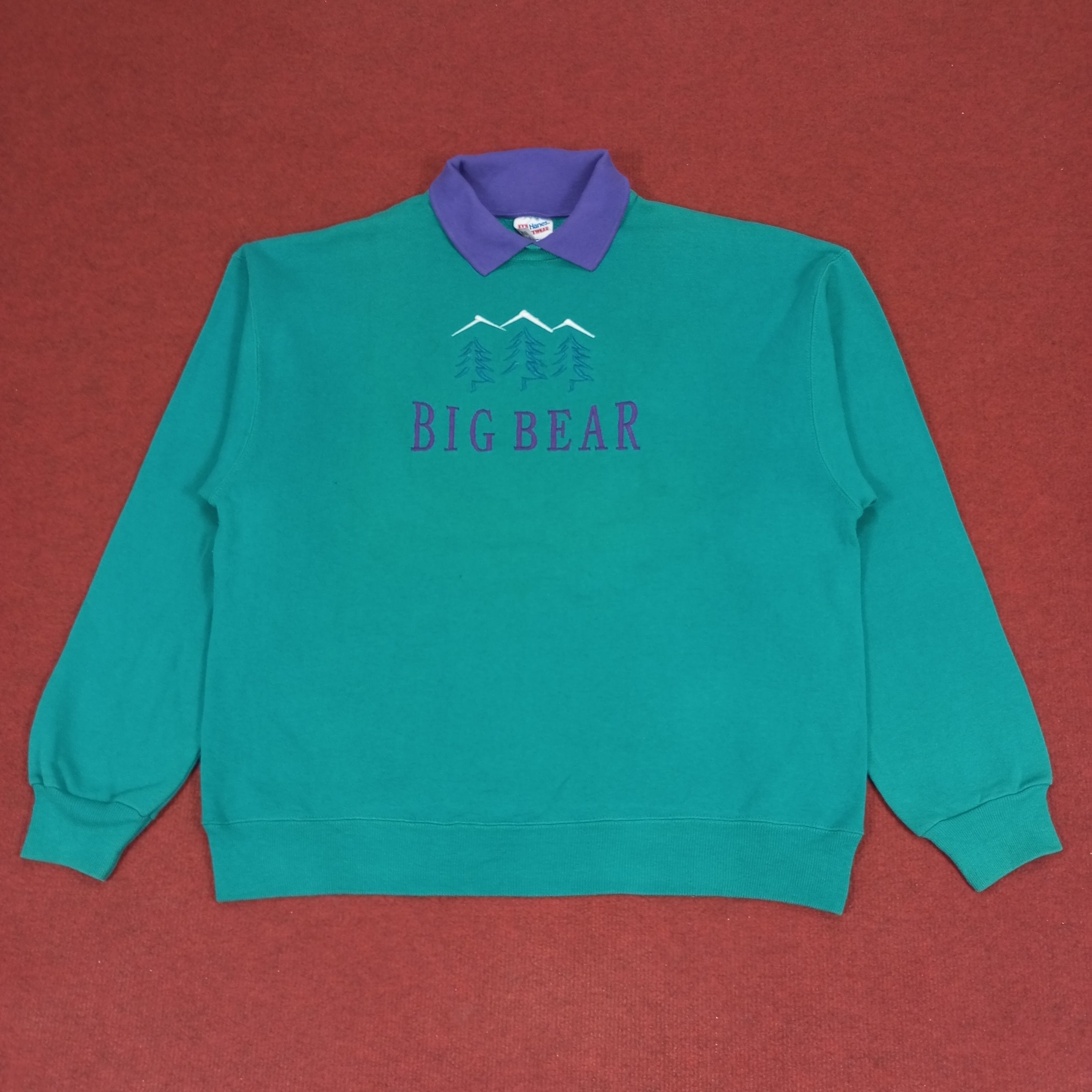 Hanes × Vintage Big Bear Fashion Collar Style Vintage Sweatshirt Size US L / EU 52-54 / 3 - 1 Thumbnail