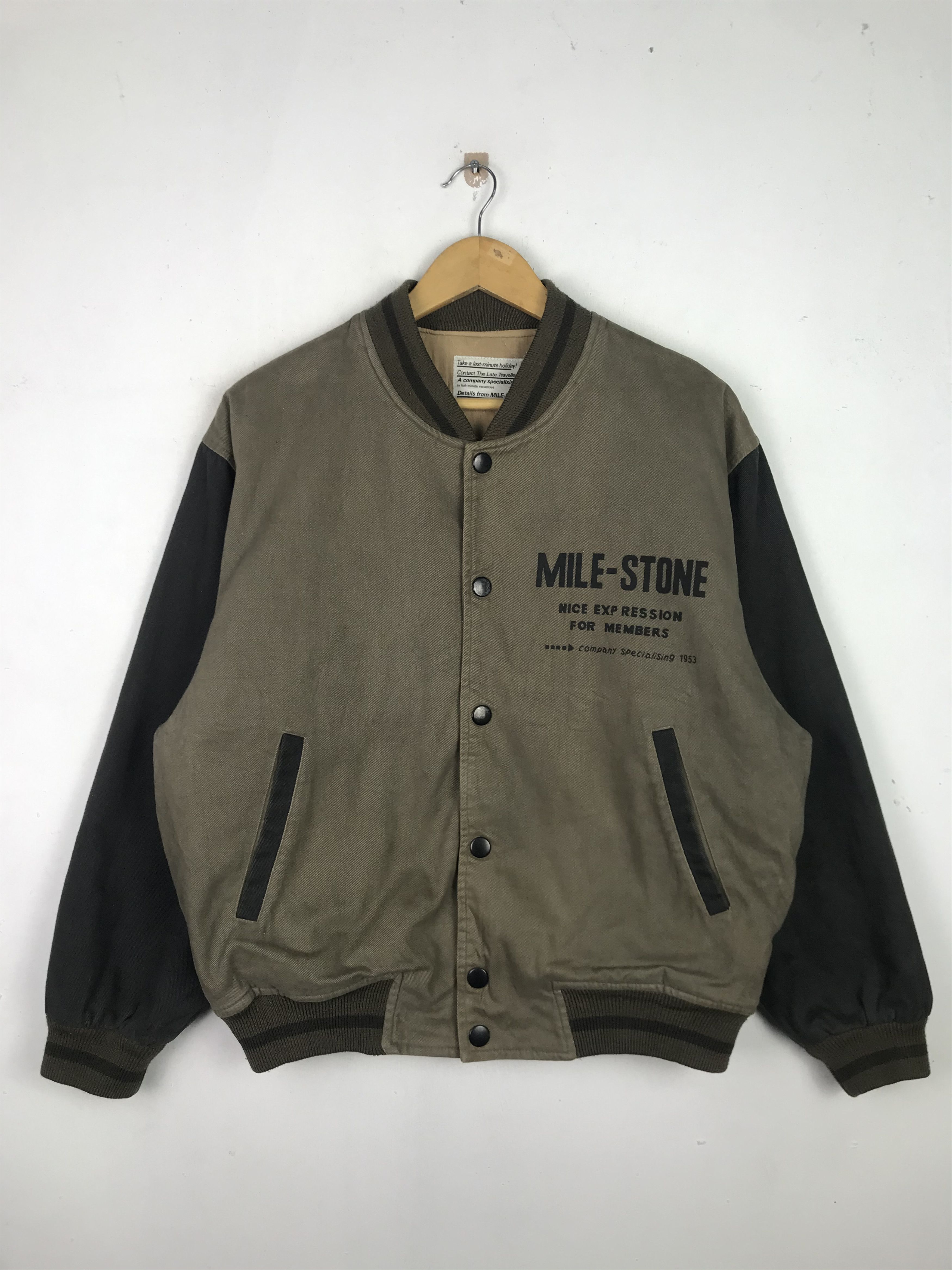 image of Archival Clothing x Milestone Vintage 90's Streetwear Mile-Stone Bomber Jacket Full Button (Size La