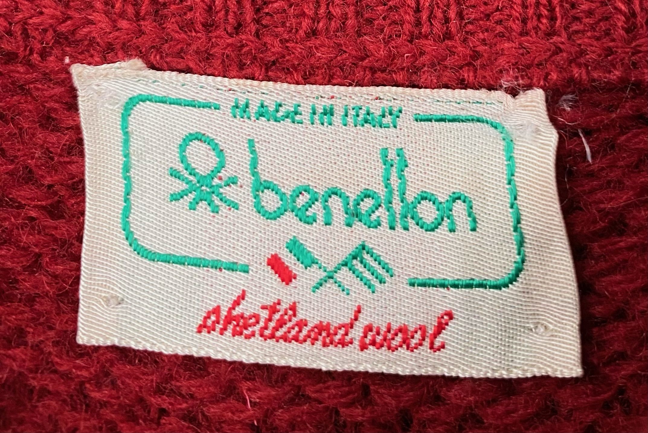 Benetton 80’s Benetton 100% Wool 3D Knit Distressed Sweater Medium Size US M / EU 48-50 / 2 - 3 Thumbnail