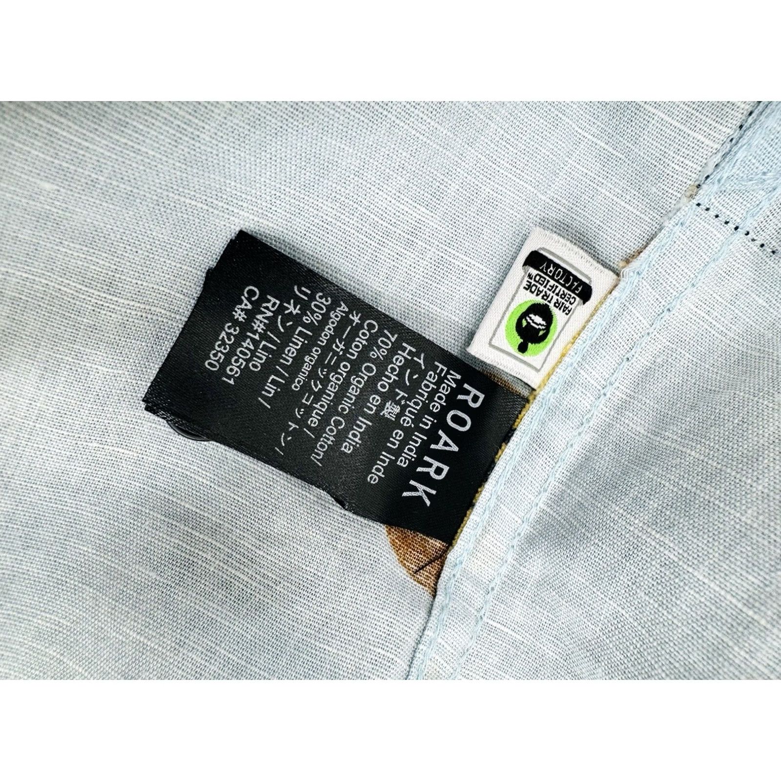 Roark ROARK LINEN Sunflower Bumble Bee Floral Print Mens L Shirt Button-Up Short Sleeve Blue N Size US L / EU 52-54 / 3 - 7 Thumbnail