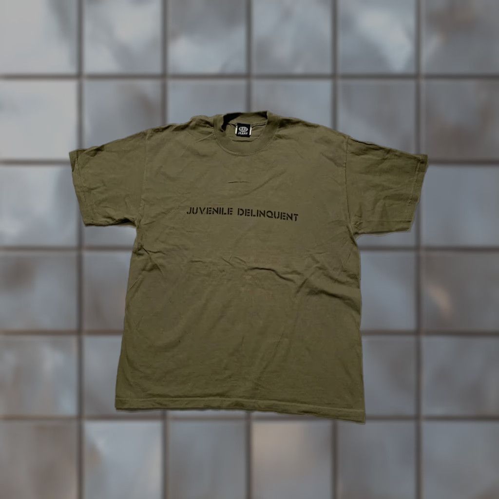 Olive VINTAGE Rue Twentyone Jeans Juvenile Delinquent Olive S/S Crew T-Shirt L Mens Green 44 Chest 28 Length Size US L / EU 52-54 / 3 - 1 Thumbnail