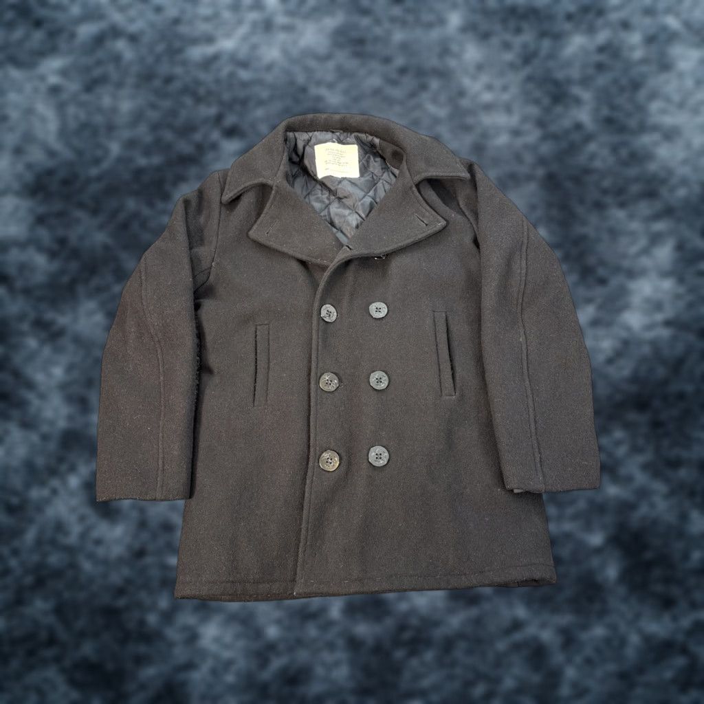 Vintage VINTAGE US Navy Mens Coat Pea Wool Black 38L MP72132 US Navy Pea Coat Mens Size 38L Black Wool Blk Size US XXS / EU 40 - 1 Thumbnail